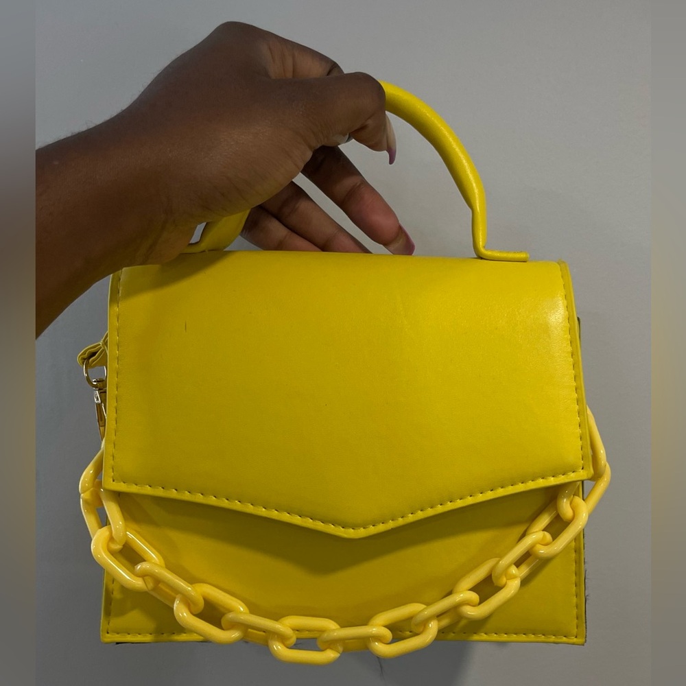 Yellow Chain Detail Mini Handbag